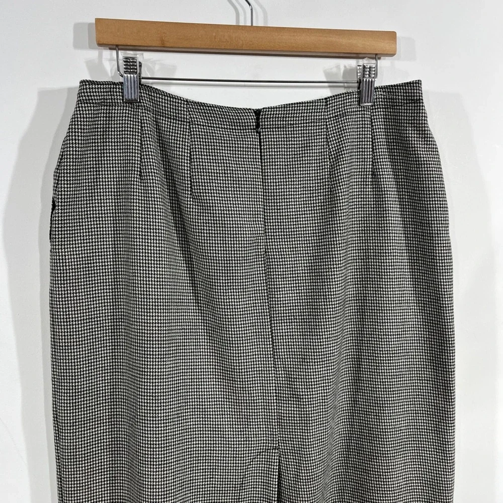 Harve Benard VTG Old Money Preppy Wool Houndstooth Skirt Womens 14 Quiet Luxury